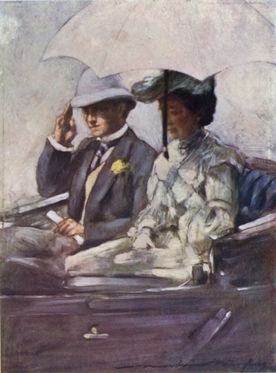 Lord Curzon og hertuginden af Connaught på vej til Retainers" Show af Mortimer Ludington Menpes